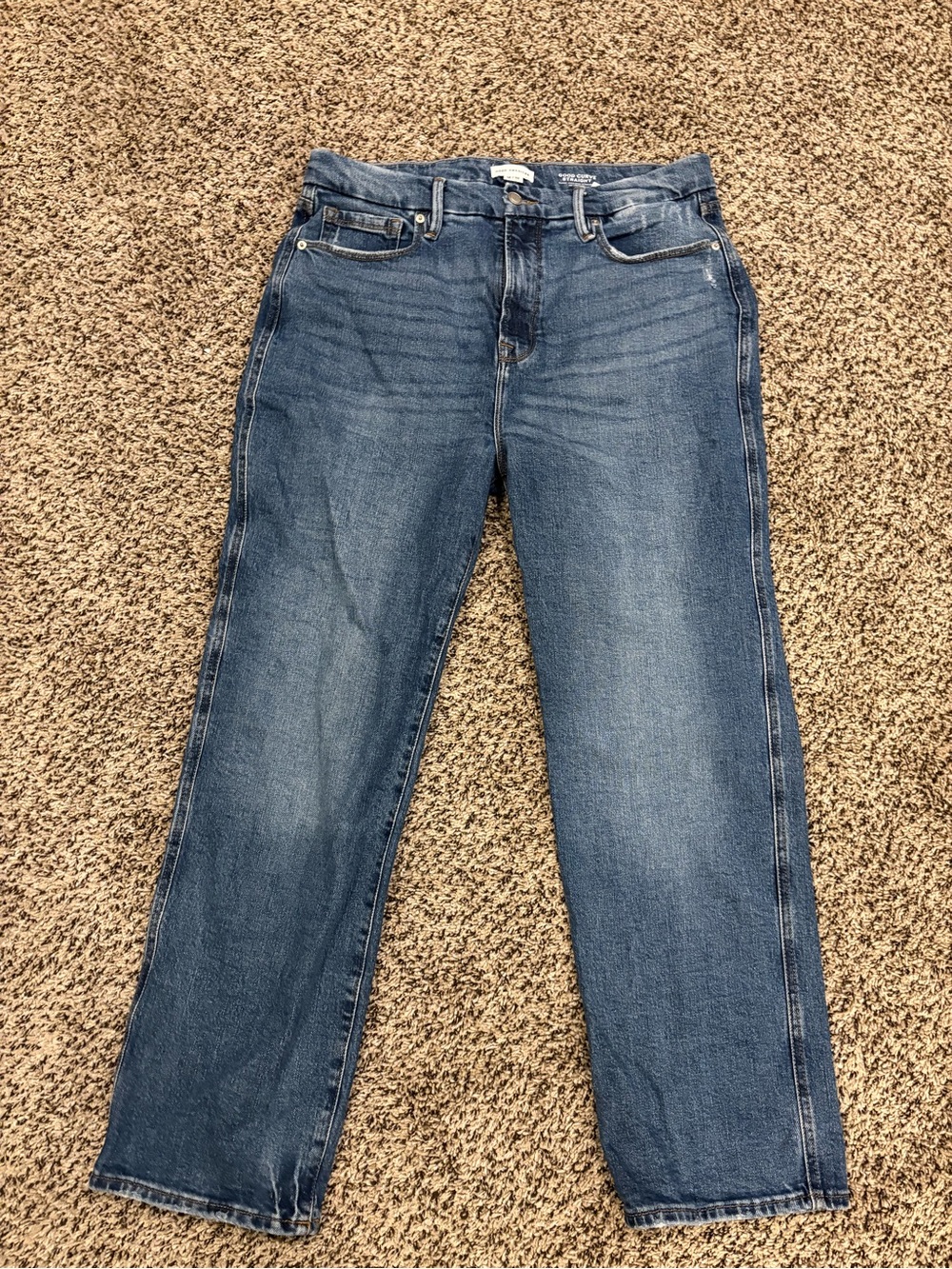 Good American Medium Blue Straight-Leg Jeans